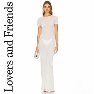 Lovers + Friends Revolve Sheer Slinky Knit Dress XS Lyocell Pull-On